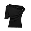 Exportación Transfronteriza de Aliexpress Ropa Popular Europea y Americana Za Nuevo Diseño Popular Multicolor Hombro Inclinado Hombros Descubiertos Top Lateral