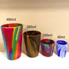 Amazon Copo de Silicone Explosivo Tie Dye Cor Mista Copo de Grau Alimentício Taça de Vinho Tinto Copo de Cerveja Pequeno Médio Grande Copo de Água de Silicone