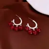 Pendientes de Aro Vintage de Cristal con Aguja Plateada Estilo Étnico Modernos Pendientes de Botón de Lujo Ligero con un Diseño Único Pendientes Versátiles para Mujer