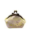 Bolsa Hecha a Mano Estilo Antiguo con Tela de la Dinastía Han 10.5cm Bolsa Dorada Bolso de Mano para Mujer Bolso Pequeño Billetera para Monedas Hebilla Listo para Enviar