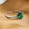 Venta caliente transfronteriza joyería micro incrustación circonita anillo cuadrado esmeralda retro anillo de compromiso simple europeo y americano femenino