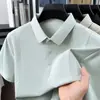 Nueva camisa de verano para hombre con cuello de solapa y manga corta, camisa de negocios casual de lujo ligero, top deportivo transpirable de secado rápido para hombre