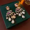 Pendientes redondos de aguja plateada con forma de gota de agua con diamantes, perlas y cristales, pendientes retro estilo vintage, accesorios para orejas de mujer sencillos y a la moda