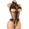 Lencería Sexy Transfronteriza para Mujer, Uniforme Transparente de Encaje con Cuello Alto, Body Hueco sin Entrepierna, Ropa de Dormir, Comercio Exterior Europeo y Americano