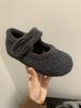 Zapatos Mary Jane cálidos con suela gruesa y forro de felpa para otoño e invierno 2024 Zapatos Mao Mao Zapatos elevados Zapatos de algodón Lana Suela suave Mujer