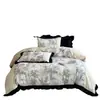 Floresta Norueguesa Vintage Francês Inverno Leite Veludo Conjunto de Quatro Peças Quente Espessado Renda Estampada Capa de Edredom Roupa de Cama