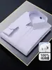 Camisas Masculinas 100% Algodão, Camisas Listradas Azuis de Alta Qualidade, Camisas que Não Amassam, Camisas Casuais de Negócios Masculinas de Alta Qualidade, Tamanhos Grandes
