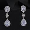 Pendientes Elegantes Nuevos Transfronterizos 2024 Moda Corea del Sur Combinan con Todo Gotas de Agua Pendientes de Circonita Súper Brillantes para Mujeres