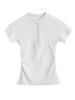 Camiseta estilo americana estilo hot girl com gola de meio botão, curta, slim fit, emagrecedora, com rosca, manga curta, combinando