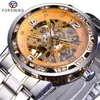 Reloj forsining moda para hombre casual clásico popular hueco pedrería manual reloj mecánico entrega de una pieza