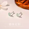 Aretes de Plata 999 de Trébol de Cuatro Hojas con Circonitas, Frescos y Únicos, Lujo Ligero, Pendientes Pequeños Versátiles de Circonitas de Colores
