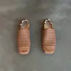 Mocasines planos de punta cuadrada, corte medio, malla tejida, calados, transpirables, slip-on, nuevos zapatos planos versátiles para primavera-verano
