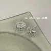 Brincos Redondos em Formato de Losango em Prata de Lei S925 Ouni Coreano para Mulheres, Joias Ins Coreanas, Brincos de Nicho de Luxo Leve Estilo Chanel