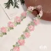 Renda Bordada Flor Pequena Colorida Solúvel em Água, Acabamento de Renda Vazada de Poliéster, Renda para Saia Hanfu Lolita