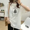 Camiseta de Amamentação para Gestantes Feminina Manga Curta Comprimento Médio Solta Tamanho Grande Camiseta Básica de Amamentação de Verão para Mulheres