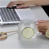 Vidrio martillado Taza de vidrio de boro y silicio alto para beber agua Taza de gran capacidad Taza hervidor de agua Taza de agua colorida con asa Desayuno Leche