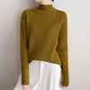 Suéter Casual de Canalé con Cuello Medio para Mujer Otoño/Invierno 2026, Jersey Grueso de Punto Ajustado, Capa Base Versátil, Transfronterizo