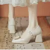 Zapatos Mary Jane de Tacón Alto Cuadrados Estilo Pequeño Chanel para Mujer Otoño 2026 Nuevo Estilo con Falda Dulces de Tacón Grueso Corte Bajo Zapatos de Salón