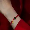 Colgante Corazón de Jade Hetian Pulsera Trenzada de Hilo Rojo Regalo Pareja Padre-Hijo Joyería Conmemorativa del Zodiaco