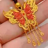 Collar de Borla de Mariposa Estilo Corte Antiguo con Incrustaciones de Esmalte y Cadena para Clavícula con Perlas, Joyería de Lujo de Nicho Imitación Oro para Celebridades de Internet