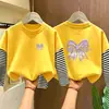 Camiseta de Manga Larga para Niña, Camiseta Básica de Algodón Puro para Niños, Nuevo Estilo Otoño 2026, Top de Retazos Rayados Estampado para Niñas