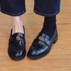 Mocasines Vintage Estilo Británico Camelia Piel Vacuna 2025 Mujer Primavera y Otoño Nuevos Punta Redonda Slip-on Tacón Ancho Zapatos de Una Capa