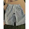 Shorts de Punto Rayados en Blanco y Negro de Moda, Shorts Deportivos Casuales de Verano