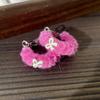 Brinco de Tarraxa Feminino Retrô Francês Elegante Médio vintage Brincos Rosa Brincos Retrô Femininos Nicho Sensação de Alto Padrão