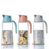 Pote de óleo com abertura e fechamento automáticos, garrafa de óleo de vidro grande para uso doméstico, garrafa de óleo e vinagre para cozinha, pote de óleo transparente, garrafa de óleo vedada à prova de vazamentos