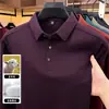 Camiseta de Manga Larga con Solapa de Lana y Seda para Hombre 2026 Otoño Nuevo Color Sólido Camisa Polo Casual de Negocios para Hombre de Mediana Edad