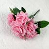 Buquê de Rosas Simuladas de 7 Cabeças, Arranjo de Flores para Decoração de Casa, Vendas Diretas da Fábrica, Pequeno Buquê de Tecido de Seda, Flor Artificial Transfronteiriça