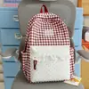 Mochila para niña con ribete de encaje estilo japonés, bolsa linda de doble hombro estilo universitario ins, mochila a cuadros de gran capacidad para estudiantes de secundaria