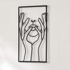 Decoración de Pared de Metal Negro Escultura de Pared Minimalista Línea Única Femenina Colgante de Pared para el Hogar Decoración de Arte de Pared Decoración Dorada