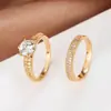 Anillos de Pareja Transfronterizos Nuevo Lujo Ligero Moda para Mujer Cobre Circonita Anillo Hueco Clásico de Compromiso Anillo de Boda