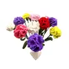 Flor de Cravos Artificial de Tricô Crochê à Mão Flor de Cravos Tecida Ornamento Decorativo Presente Flor Pronta