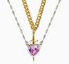 Nuevo Colgante de Daga de Amor de Cristal Rojo Caliente Europeo y Americano Diseño de Collar en Capas Cadena para Clavícula Femenina