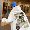 Rosa estampa suéter com capuz masculino primavera e outono pesado marca de moda solto plus size Ruan belo casaco retrô top