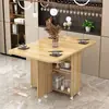 Mesa de comedor plegable para uso doméstico, adecuada para espacios pequeños, móvil con ruedas, rectangular, ultradelgada, mesa de comedor multifuncional para comedores y dormitorios