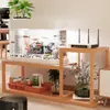 Soporte para Acuario y Soporte para Flores de Madera Maciza Integrado, Combinación de Piso Alto-Bajo para Sala de Estar, Base para Acuario con Estante de Almacenamiento Multicapa de Carga