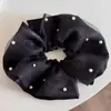 Nuevo Scrunchie Grande de Malla con Perlas de Doble Capa para Mujer, Estilo Francés, Gama Alta, Lujo Ligero, Accesorio para el Cabello Retro
