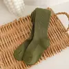 Medias para Niña Transfronterizas Otoño e Invierno Color Sólido Raya Vertical Leggings para Niños Color Caramelo Leggings para Bebé