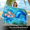 Toalla de Playa Temu Transfronteriza Más Vendida Lindo Dibujo Animado Estampado de Animales Marinos La Sirenita Toalla de Baño Infantil