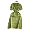 Vestido Verde Chique e Deslumbrante Feminino Verão 2025 Novo Estilo Francês de Alta Qualidade Elegante Socialite Estilo Chanel Vestido de Tricô