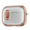 Funda Protectora Adecuada para AirPods Pro3 Carcasa para Auriculares Bluetooth de Apple con Interruptor de Bloqueo Carcasa Transparente de Galvanoplastia Cuarta Generación