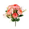 Flor artificial de botão de rosa chá nova de 7 cabeças flor artificial rosa flor decorativa para casa restaurante decoração de quarto buquê