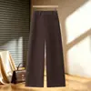 Pantalones casuales de pierna ancha para mujer, nuevo estilo otoño 2026, ajustados de cintura alta, sueltos, adelgazantes, de largo hasta el suelo, rectos para mujeres petite, longitud cropped