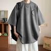 Camiseta de Manga Corta Casual Americana de Estilo Neutro Holgado para Pareja de Hombres y Mujeres, con Estampado de Luna y Forro Polar de Piel de Ciervo de Verano, Top de Moda Ins