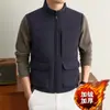 26 Gilet Masculino Outono Inverno Forrado com Lã Espessado à Prova de Vento Quente Esportes ao Ar Livre Casual Colete de Lã