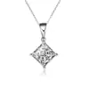 Plata de Ley 925 Lujo Accesible Colgante Cuadrado Personalizado Chapado en Oro Blanco de 18K Ventas Directas de Fábrica Collar de Moissanita Plata Popular para Mujer