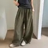 Calça Longa Casual Xadrez com Cordão e Cintura Elástica para Mulheres 2025 Outono Inicial Nova Calça Casual Solta Preguiçosa de Duas Vias